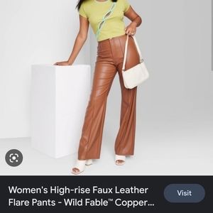 Target high rise faux leather flare pants
